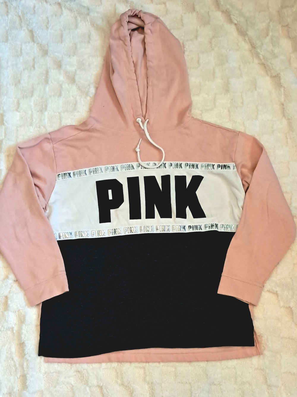 PINK Victoria's Secret Pink, Black & White Colorblock Hoodie